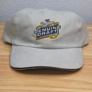 Miller Genuine Draft Baseball Hat One Size Tan Strapback Embroidered Dad Cap MGD